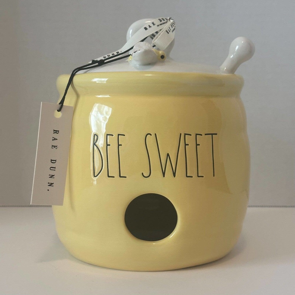 Rae Dunn "Bee Sweet" Yellow Honey Pot 8" Bird House NEW